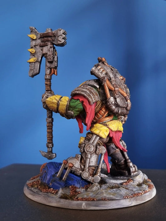 Orks Bullwar Boss, proxy miniature, character, 28mm heroic scale unpainted resin, view 2