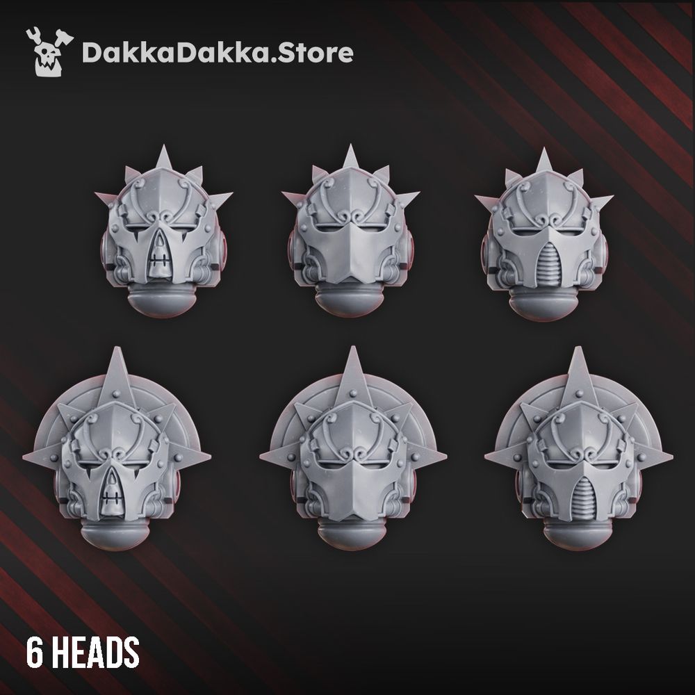 Crimson Knights Honour And Storm Squad Heads Set, resin conversion bits, 28mm heroic scale unpainted resin