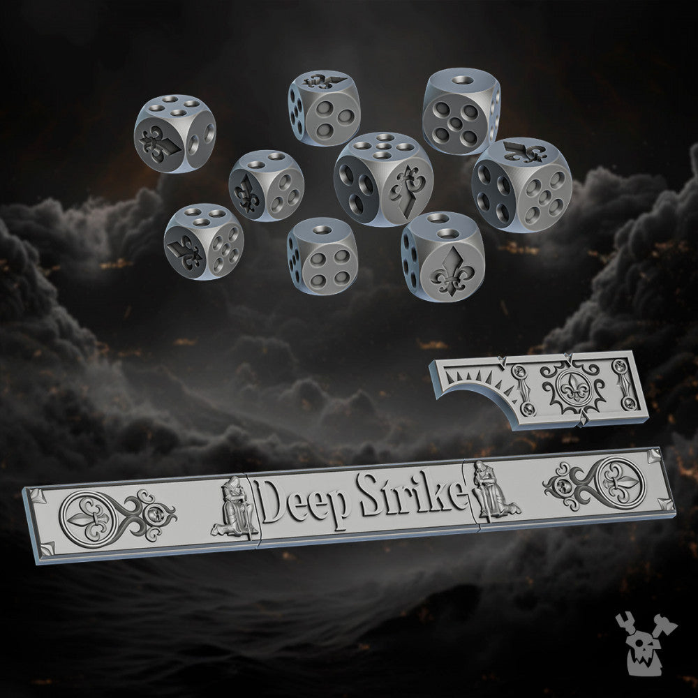 Battle Sisters Gauge And Dice, resin conversion bits, markers, 28mm heroic scale unpainted resin