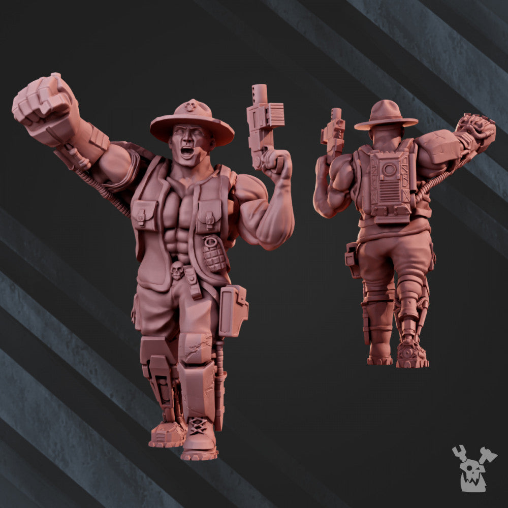 Imperial Army Jungle Fighters Commander, 28mm heroic scale unpainted resin, view 10