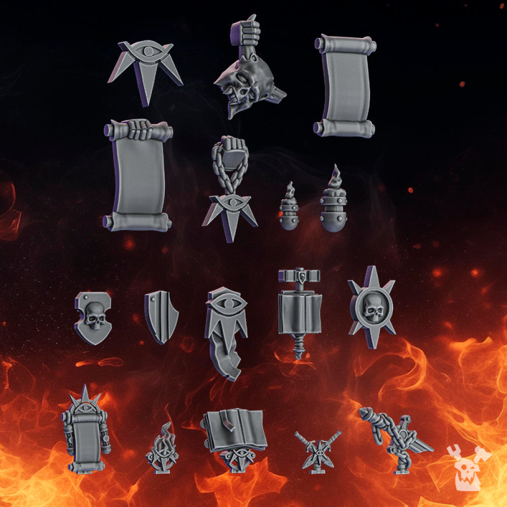 Crusader Knights Warden Decor, resin conversion bits, bits, 28mm heroic scale unpainted resin