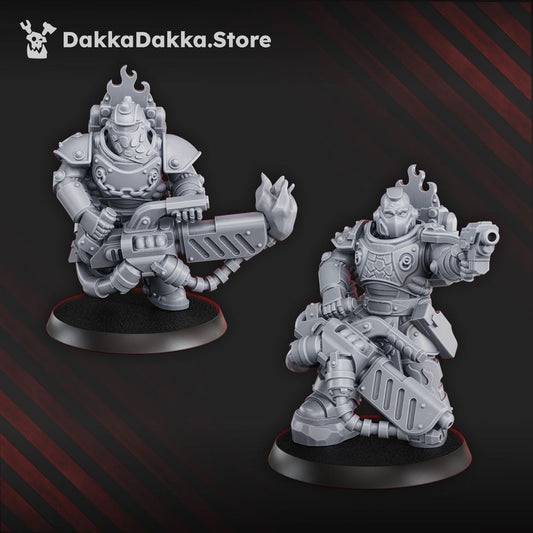 Flame Knights Team Ignitium, proxy miniature, squad, 28mm heroic scale unpainted resin, view 2