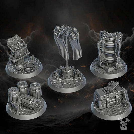 Battle Sisters Objective Markers, resin conversion bits, 28mm heroic scale unpainted resin, view 2