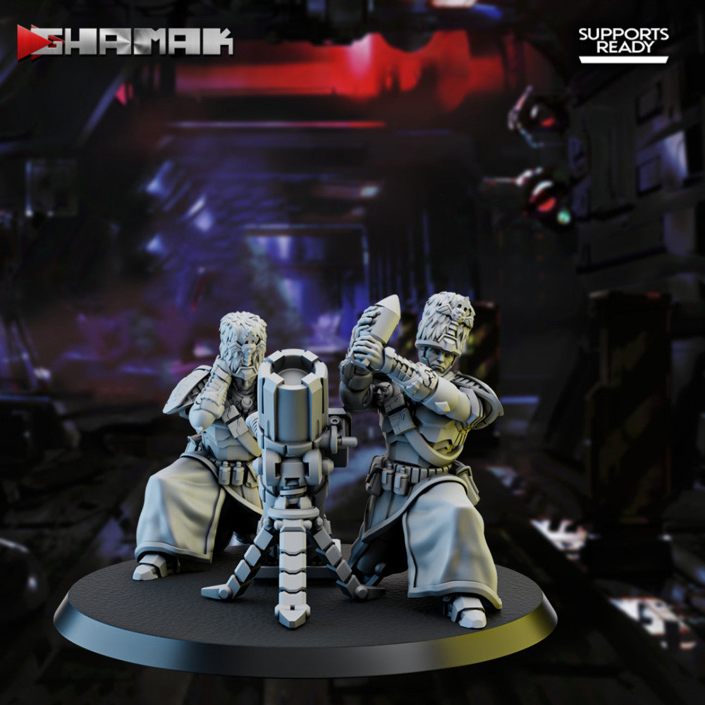Firstborn Mortar Heavy Weapon Team, Imperial Army proxy miniature, squad, 28mm heroic scale unpainted resin