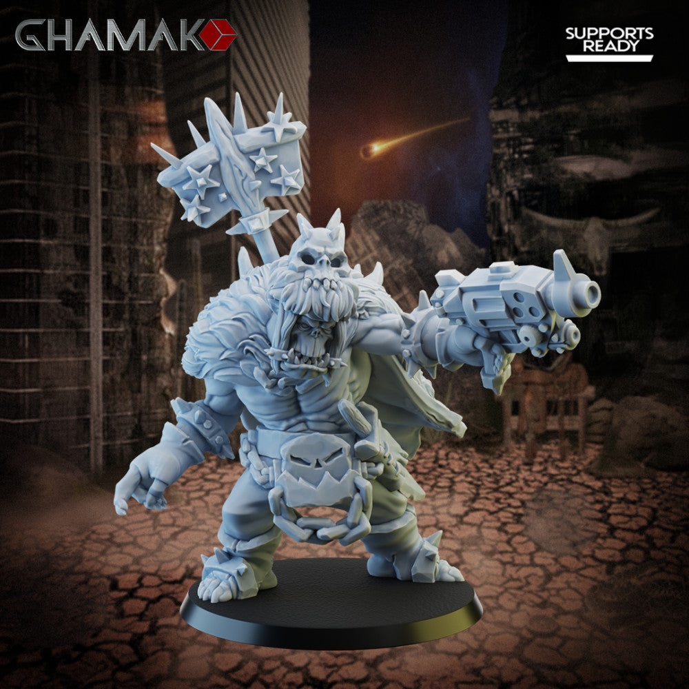 Orks Warbozz Villain, proxy miniature, 28mm heroic scale unpainted resin