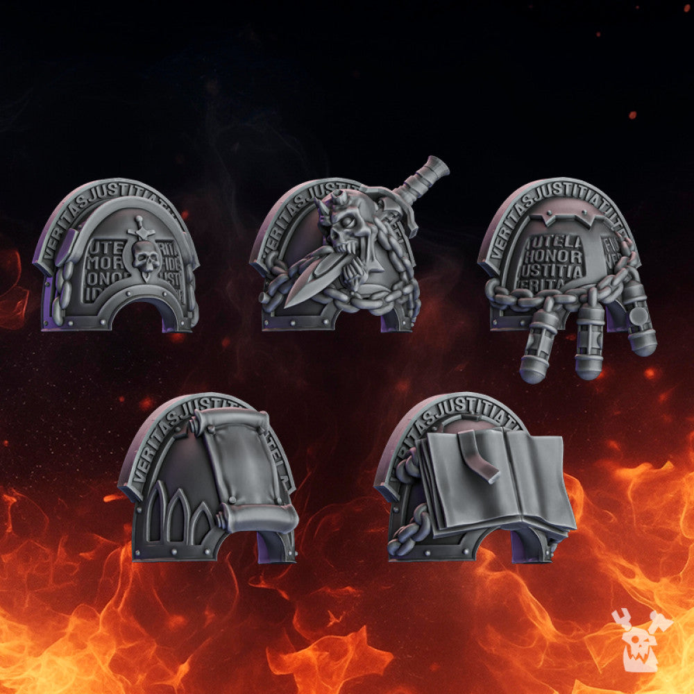 Crusader Knights Warden Shoulder Pads, resin conversion bits, 28mm heroic scale unpainted resin