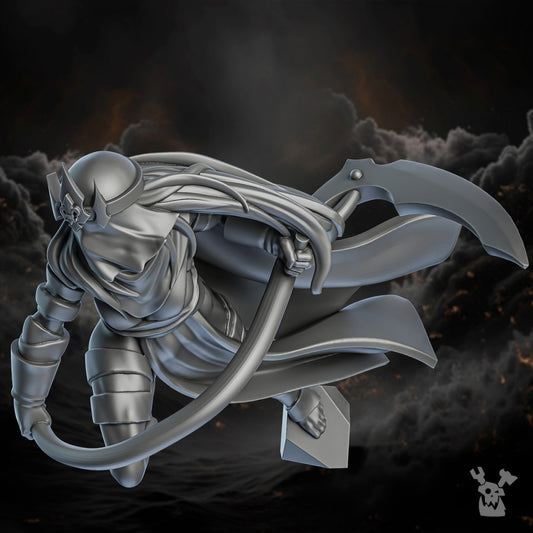 Battle Sisters Assassin Sister, proxy miniature, scout, 28mm heroic scale unpainted resin, view 2