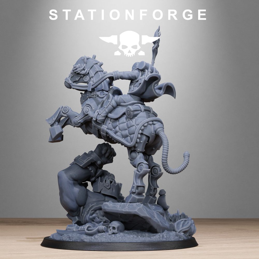Grim Guard Officer Horseman, Imperial Army proxy miniature, infantry, 28mm heroic scale unpainted resin, view 4