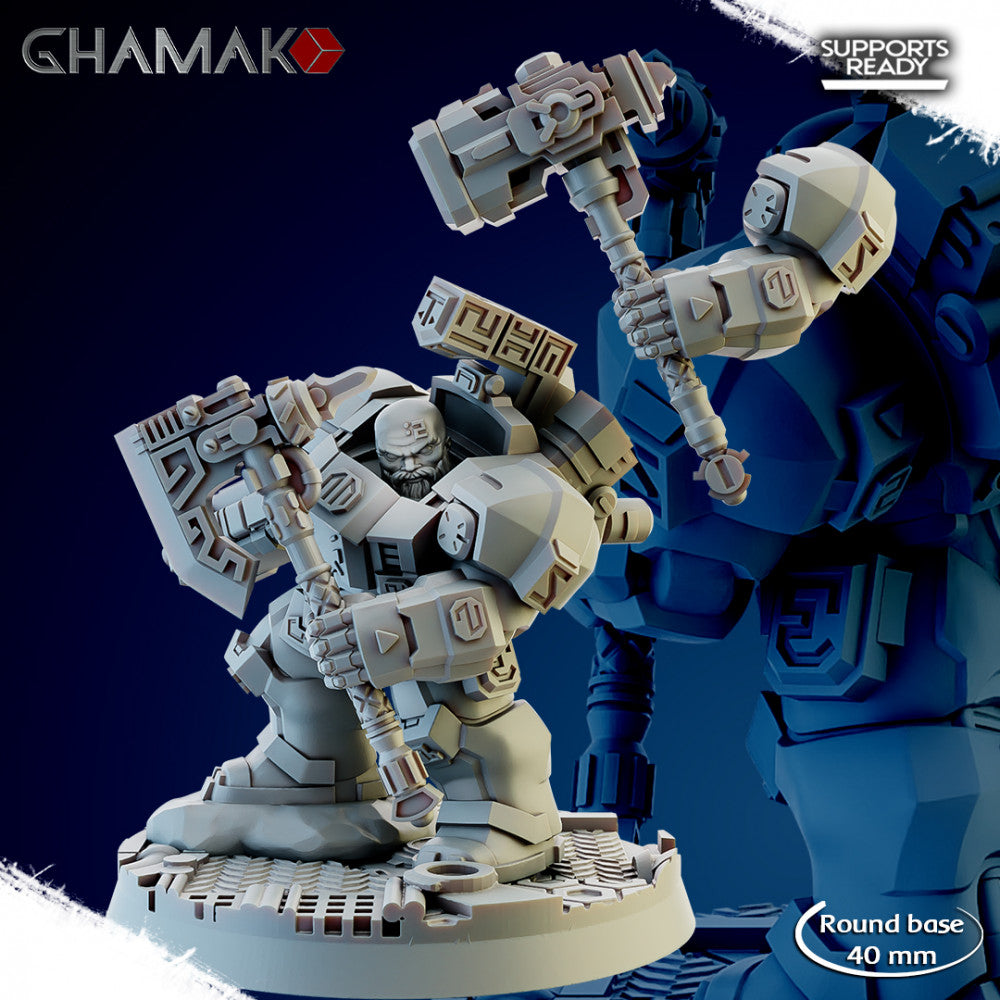 Space Dwarf Rune Champion, proxy miniature, character, 28mm heroic scale unpainted resin