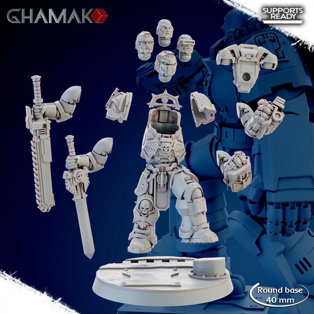 Hooded Knights Tribune, proxy miniature, 28mm heroic scale unpainted resin, view 3