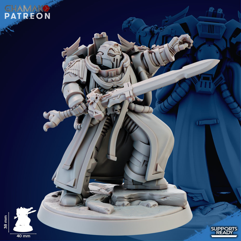 Space Knights Warp Bringer, proxy miniature, 28mm heroic scale unpainted resin, view 3