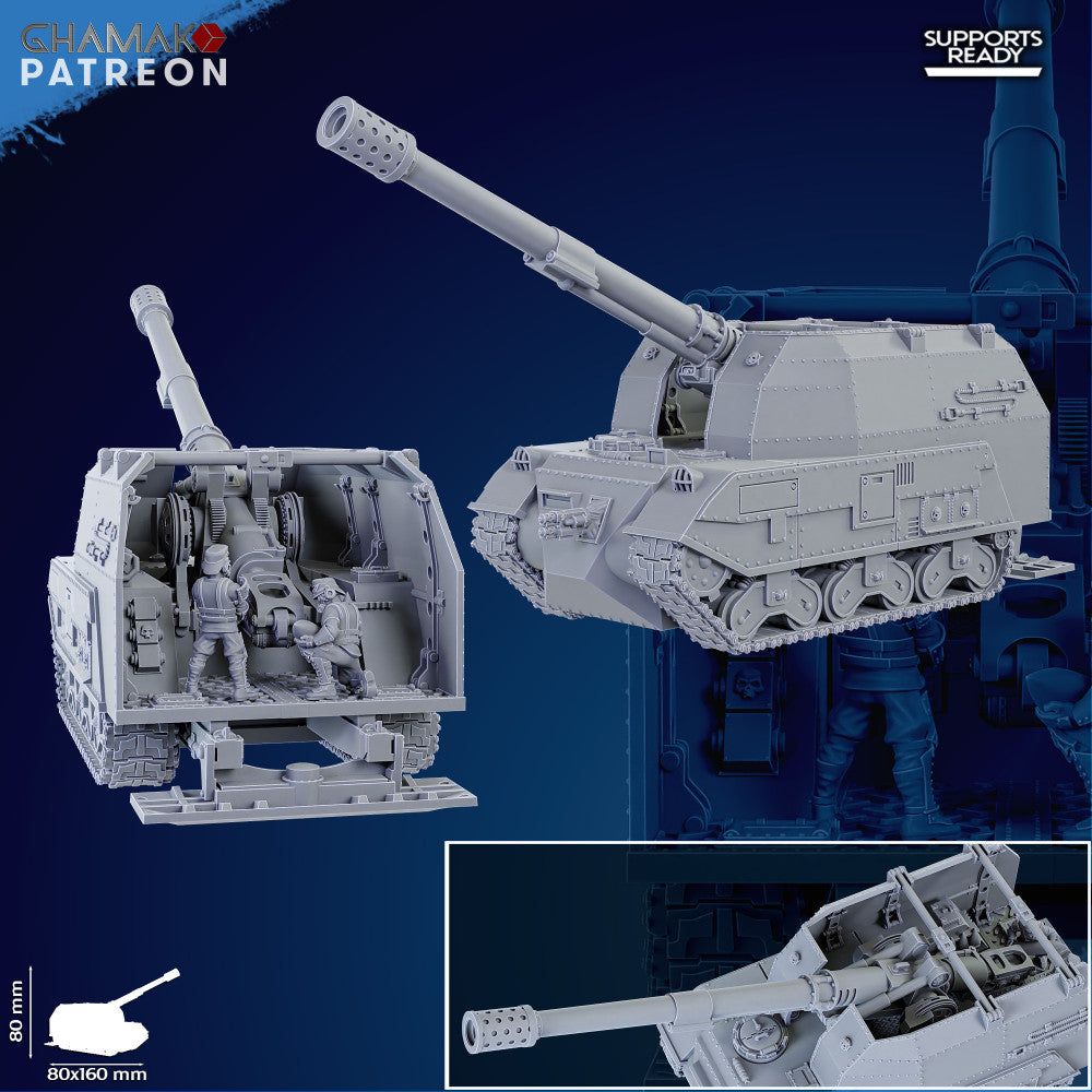 Iron Korps Blitzkrieg Artillery, Imperial Army proxy miniature, 28mm heroic scale unpainted resin, view 2