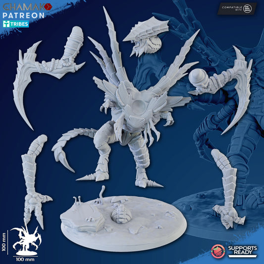 Bio Swarm Stalking Envoy, proxy miniature, monster, 28mm heroic scale unpainted resin, view 2