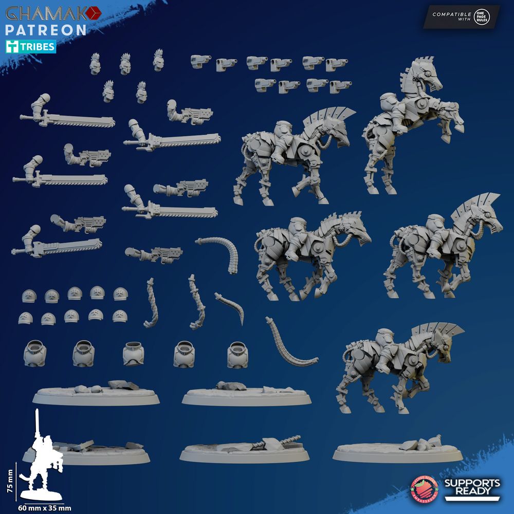 Crusader Knights Acolyte Cavalry, proxy miniature, 28mm heroic scale unpainted resin, view 4