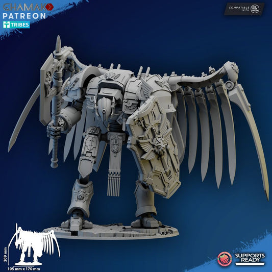 Hooded Knights Angelic Titan, proxy miniature, walker, 28mm heroic scale unpainted resin, view 2
