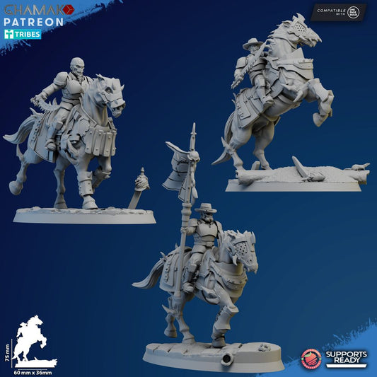 Dark Space Knights Cavalry (5 Units), proxy miniature, squad, 28mm heroic scale unpainted resin, view 2