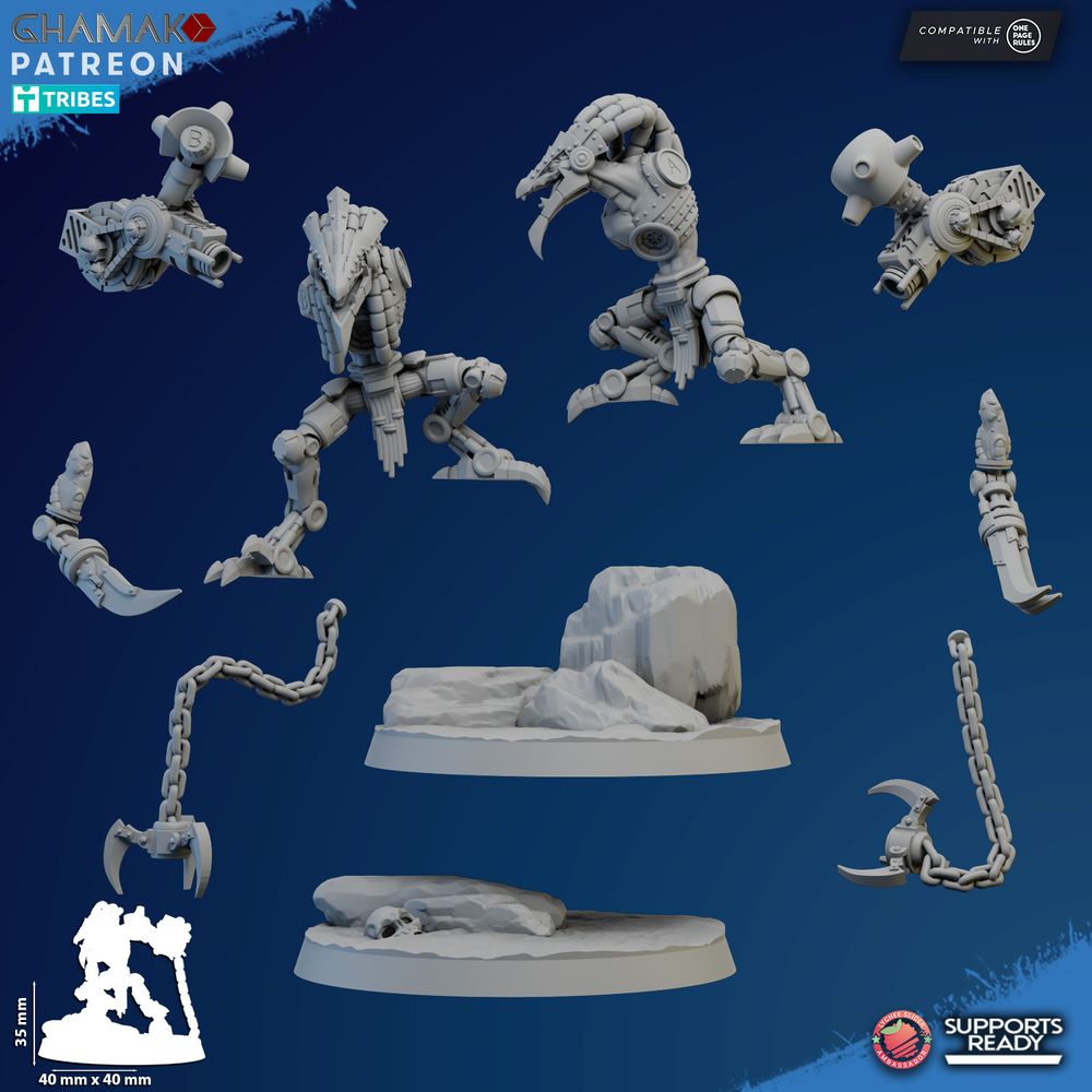 Tuai Razors, proxy miniature, 28mm heroic scale unpainted resin, view 3