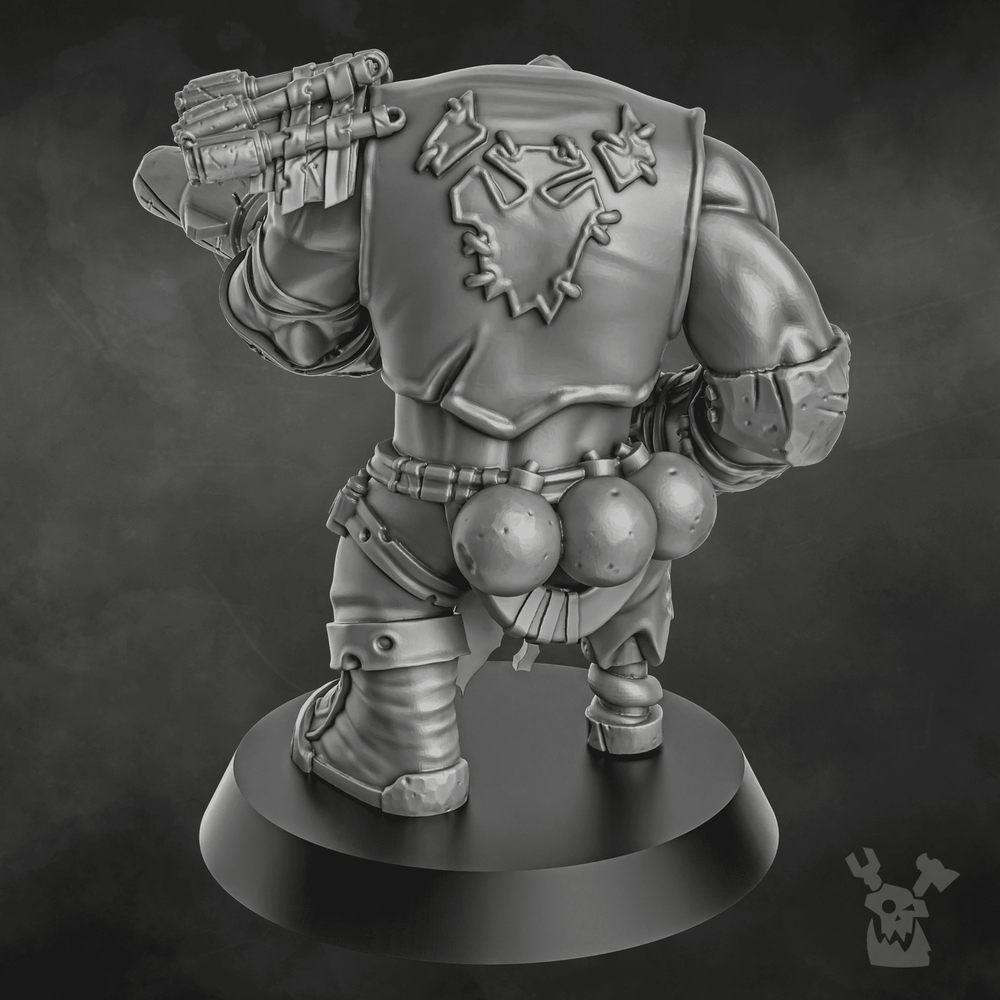 Orks Boombo Boy, proxy miniature, 28mm heroic scale unpainted resin, view 6