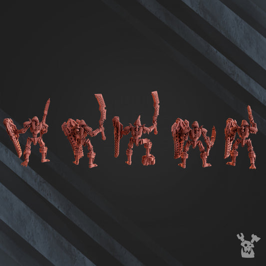 Necro Command Squad Lychguards With Sword And Shield, proxy miniature, 28mm heroic scale, view 2