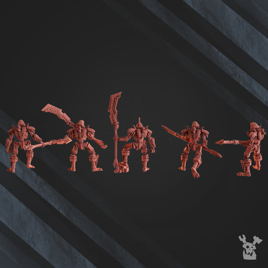 Necro Command Squad Lychguards With Warscythe, proxy miniature, 28mm heroic scale unpainted resin, view 2