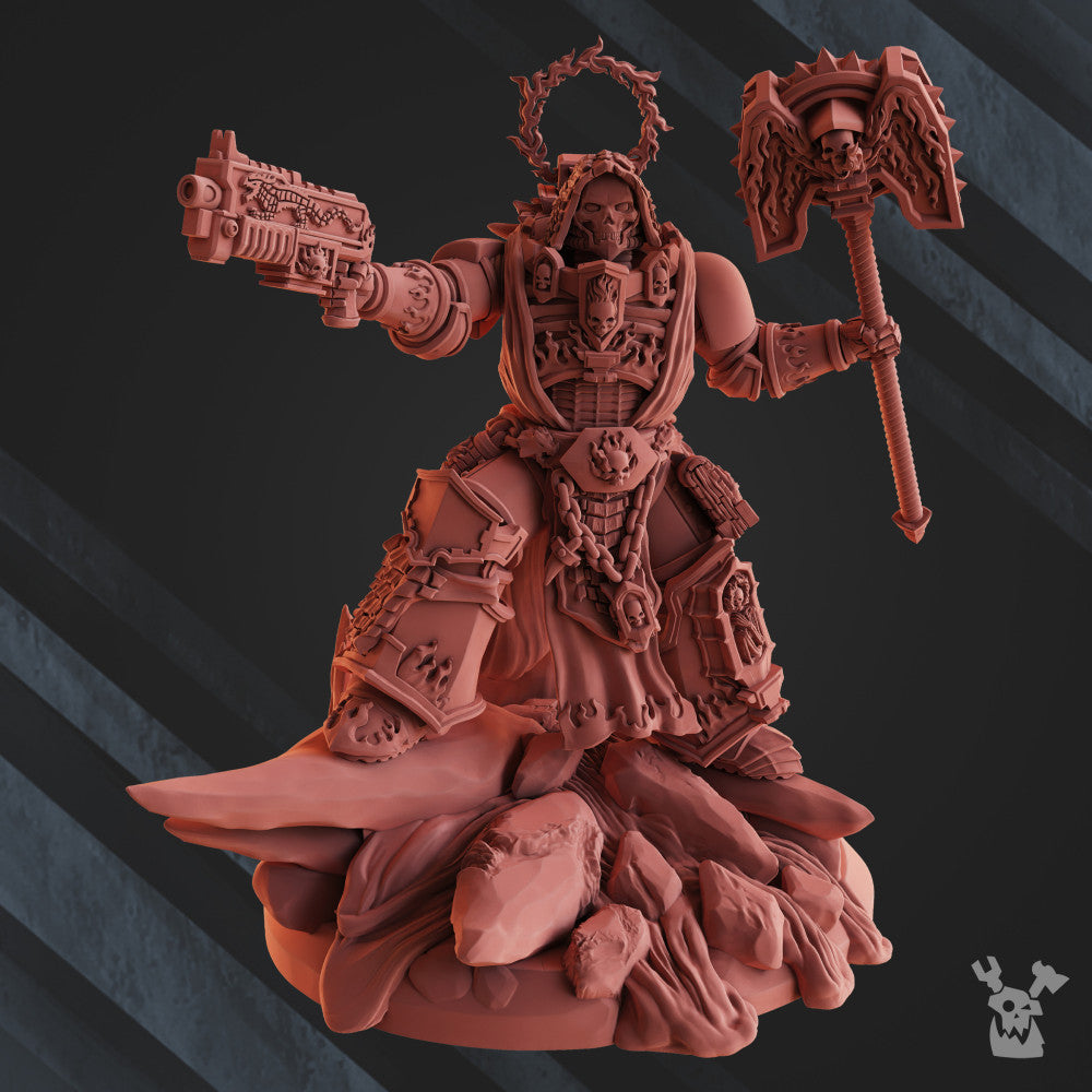 Flame Knights Field Pastor, proxy miniature, character, 28mm heroic scale unpainted resin, view 6