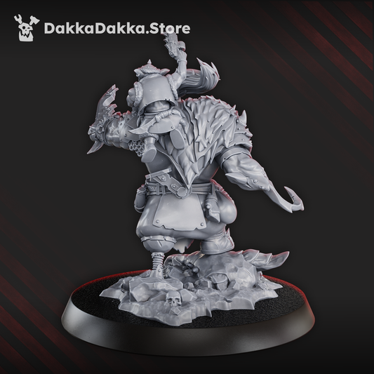 Orks Khan De Golda Tooth, proxy miniature, 28mm heroic scale unpainted resin, view 2