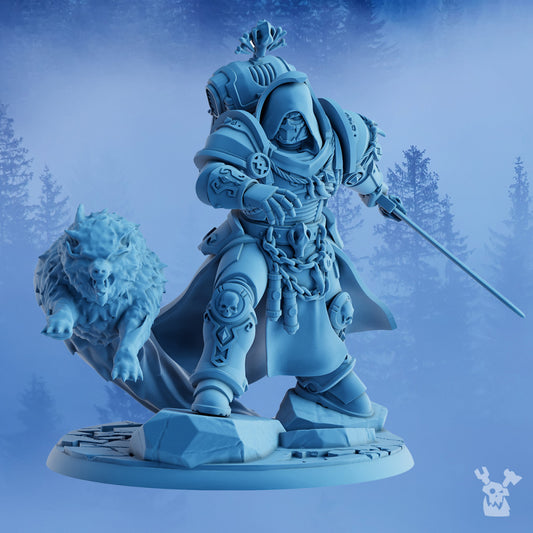 Wolf Knights Olaf The White Fang, proxy miniature, 28mm heroic scale unpainted resin, view 2