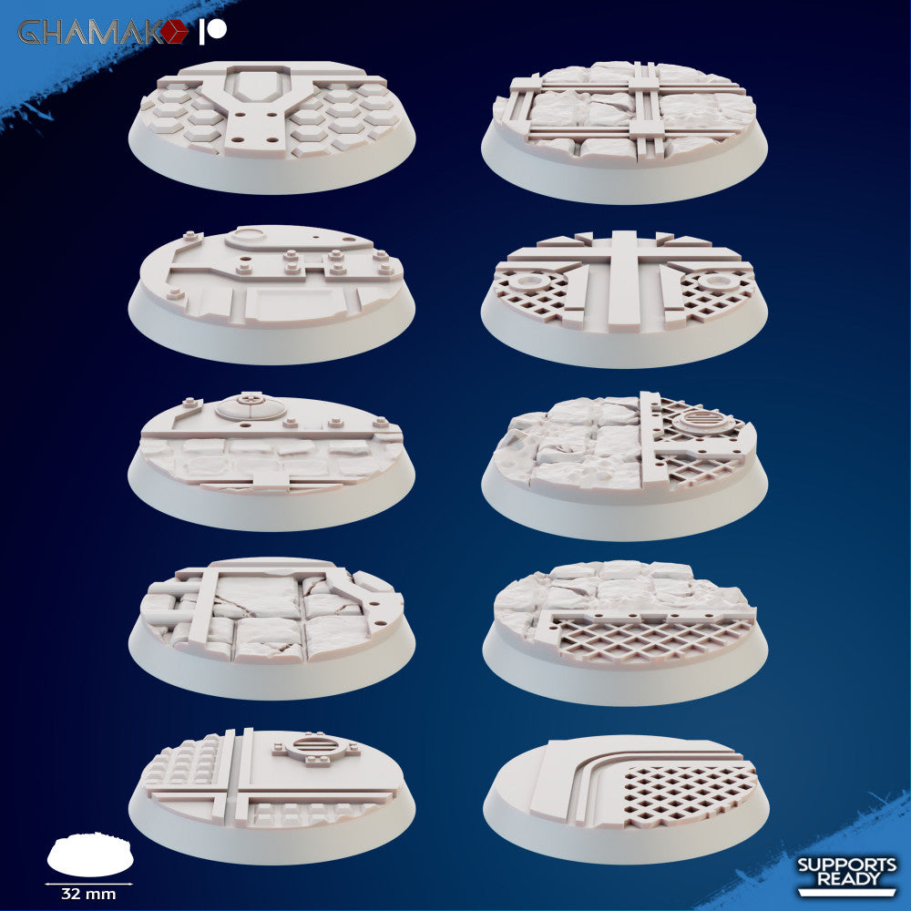 Space Knights Plasma Devastator 32 Mm Bases (10 Units), resin miniature bases, squad, 28mm heroic scale unpainted
