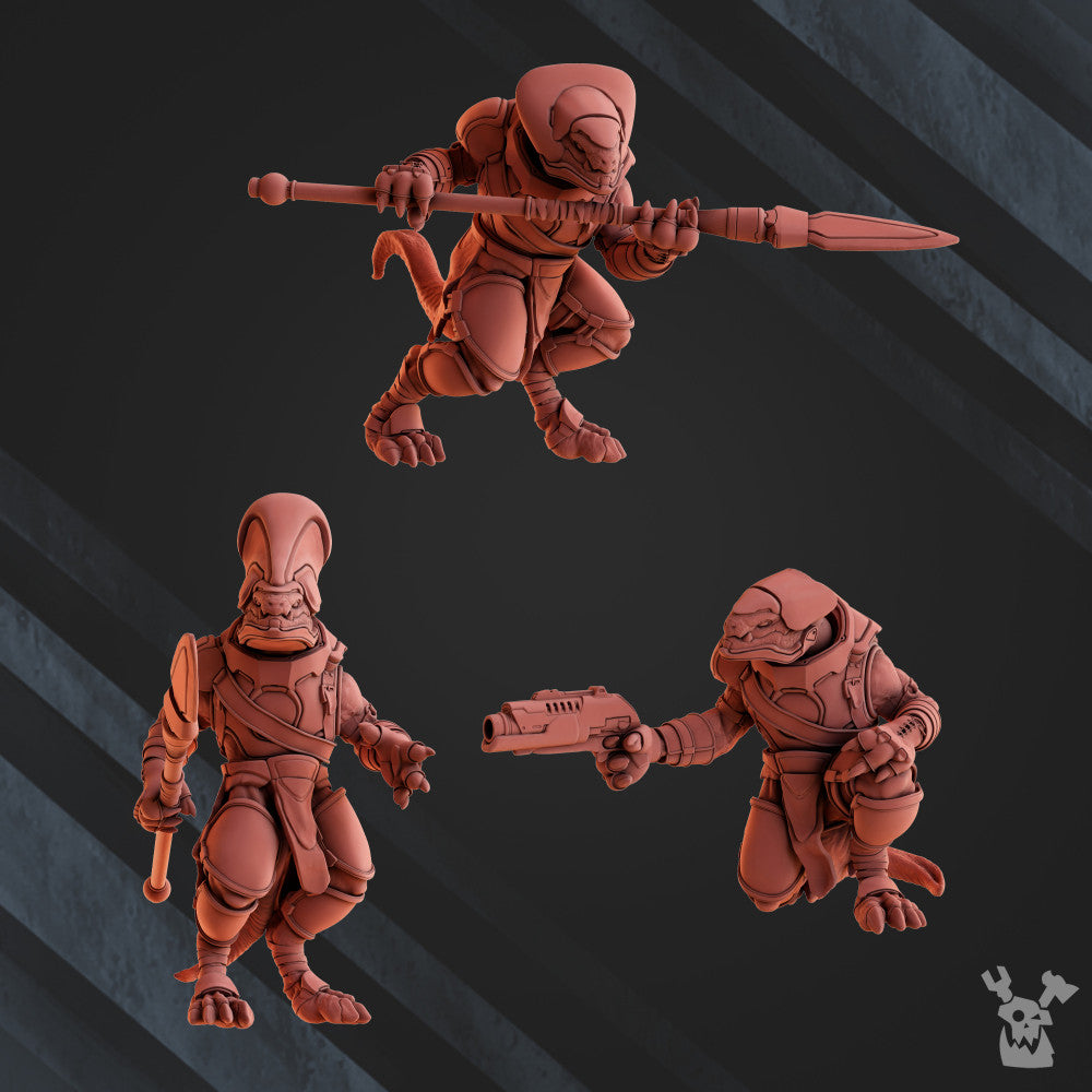 Tuai Primitive Hunters Tribe T1, proxy miniature, 28mm heroic scale unpainted resin, view 5