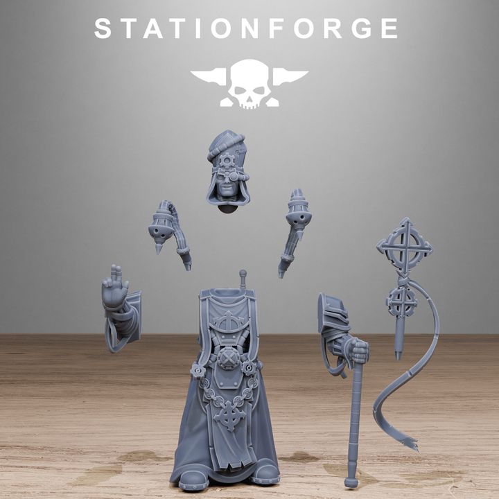 Scavenger Lectern Walker, Tech Priests proxy miniature, 28mm heroic scale unpainted resin, view 10