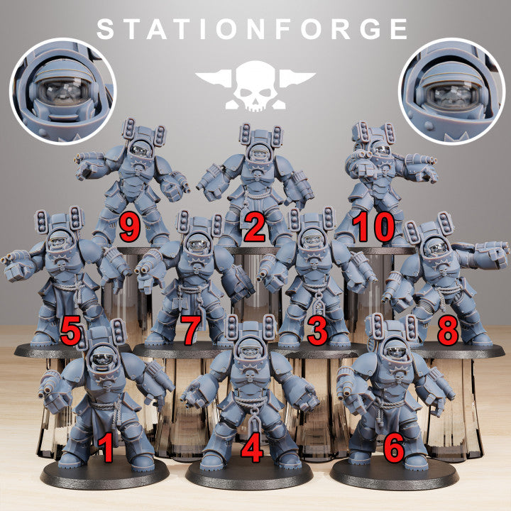 Space Knights Support Vanguard (10 Units), proxy miniature, squad, 28mm heroic scale unpainted resin, view 10