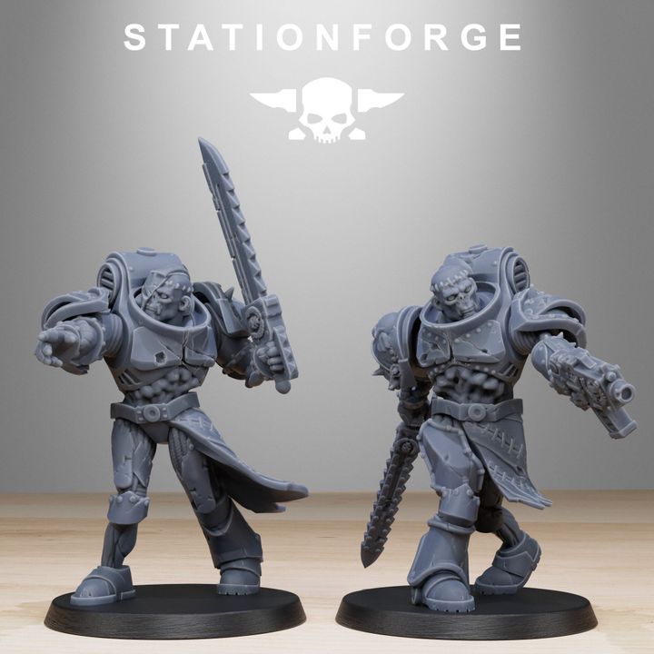 Space Knights Zombies (10 Units), proxy miniature, squad, 28mm heroic scale unpainted resin, view 7