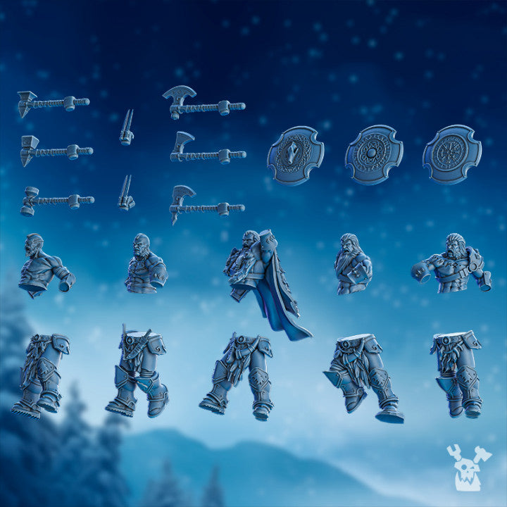 Wolf Knights Berserker Squad, proxy miniature, 28mm heroic scale unpainted resin, view 9