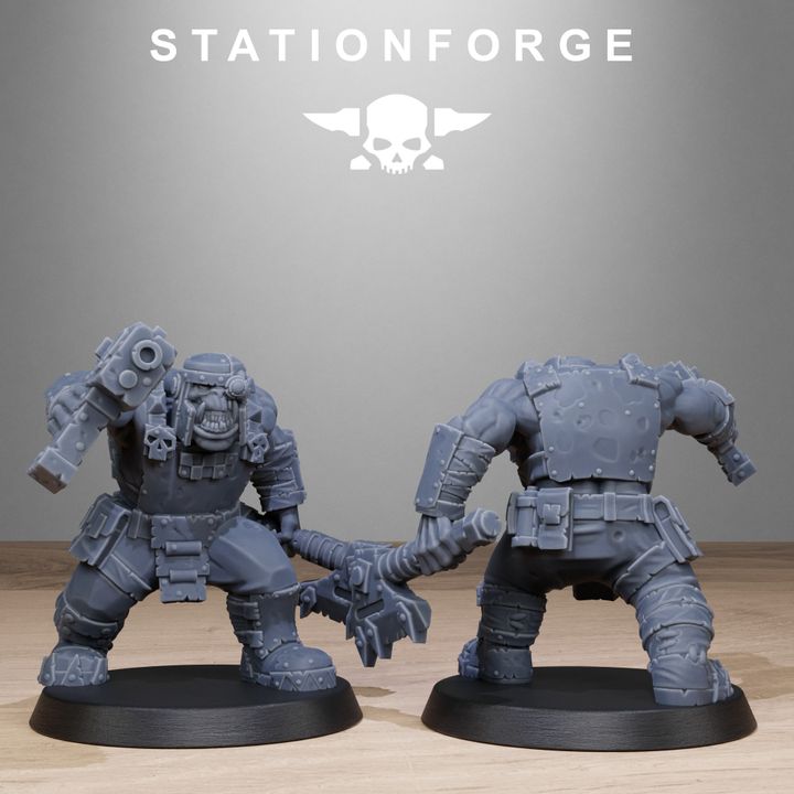 Orks Bros Infantry, proxy miniature, 28mm heroic scale unpainted resin, view 10