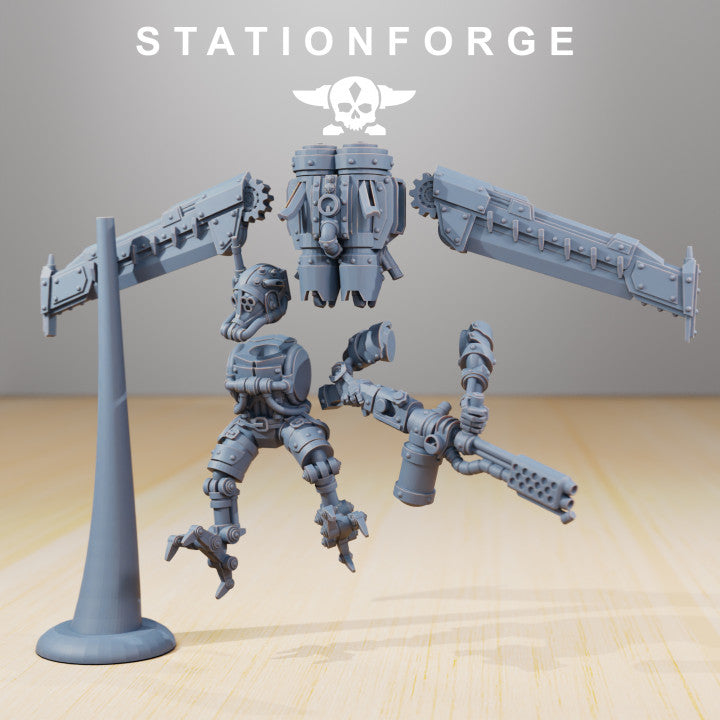 Scavenger Operators, Tech Priests proxy miniature, 28mm heroic scale unpainted resin, view 4
