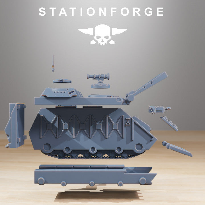 Space Knights Dominator Tank, proxy miniature, 28mm heroic scale unpainted resin, view 7