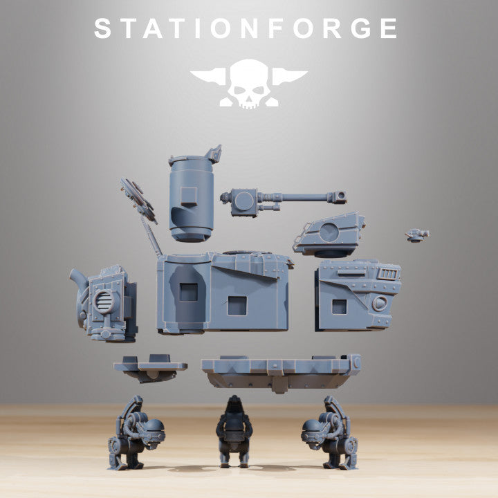 Scavenger Heavy Tank, Tech Priests proxy miniature, 28mm heroic scale unpainted resin, view 7