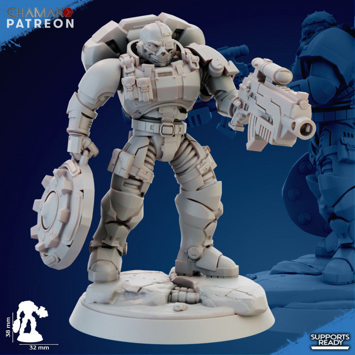 Space Knights Imperators Incursor (10 Units), proxy miniature, squad, 28mm heroic scale unpainted resin, view 10