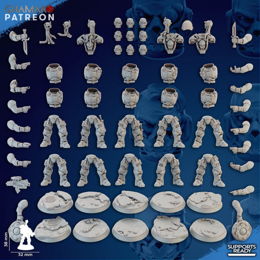 Space Knights Imperators Incursor With Servospy (10 Units), proxy miniature, squad, 28mm heroic scale, view 2