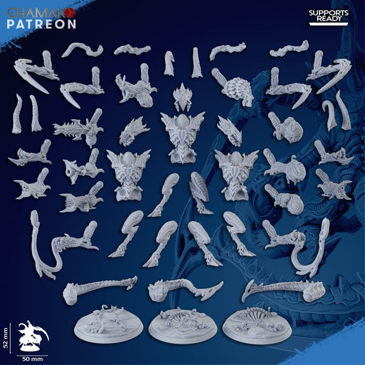 Bio Swarm Warriors (6 Units), proxy miniature, squad, 28mm heroic scale unpainted resin, view 2