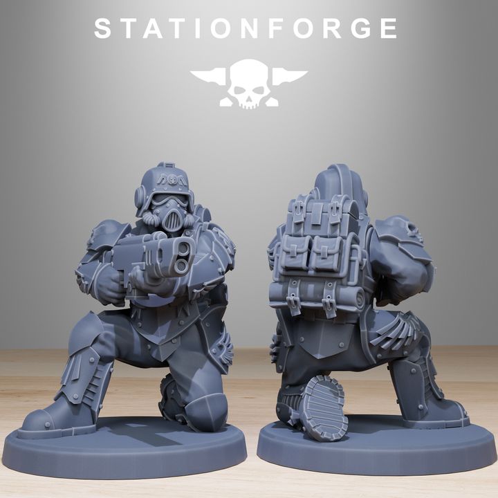 Imperial Army Grim Guard Elites (12 Units), 28mm heroic scale unpainted resin, view 10