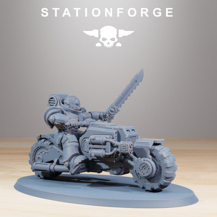 Space Knights Bikers (10 Units), proxy miniature, squad, 28mm heroic scale unpainted resin, view 10