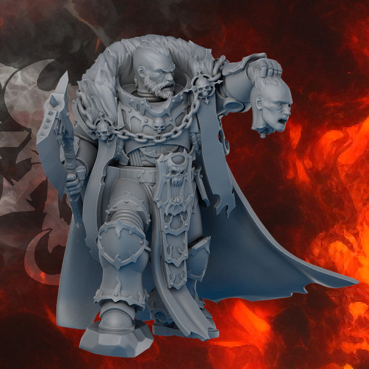 Dark Dark Space Knights Gorr The First Traitor, Dark Space Knights proxy miniature, 28mm heroic scale unpainted resin, view 9