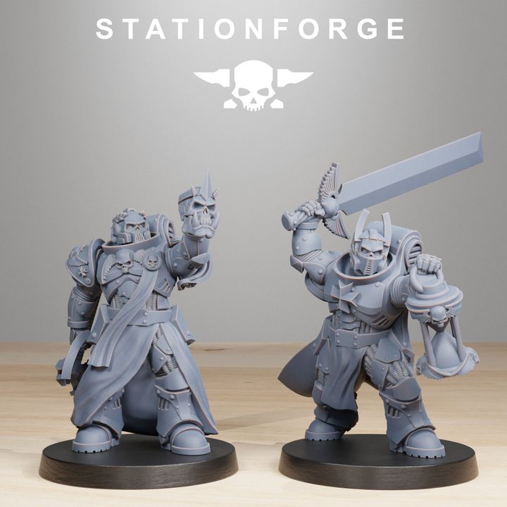 Space Knights Reverends (10 Units), proxy miniature, squad, 28mm heroic scale unpainted resin, view 6
