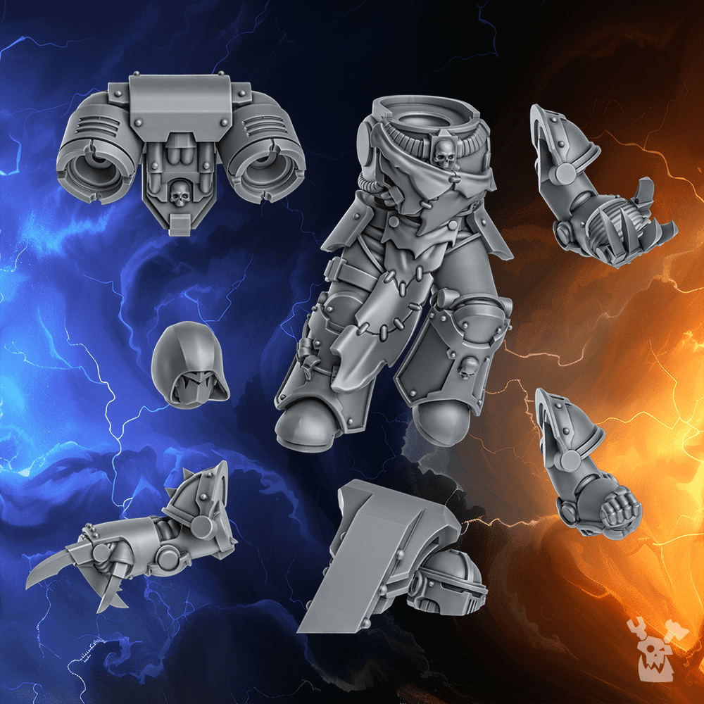 Dark Space Knights Noctis Horrors Justiciar, Dark Space Knights proxy miniature, 28mm heroic scale unpainted resin