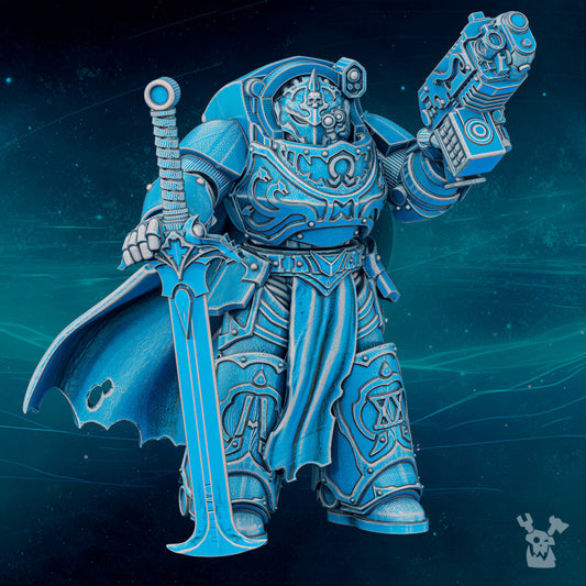 Dark Space Knights Scylla Commander Banesword, Dark Space Knights proxy miniature, 28mm heroic scale unpainted resin, view 3
