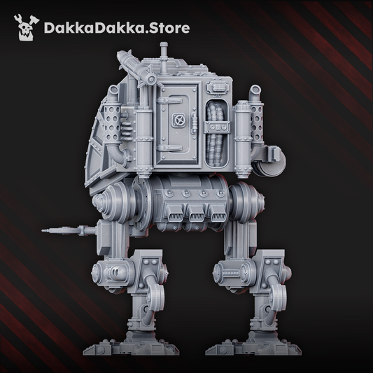 Imperial Army Armored Stompermech, Imperial Army proxy miniature, 28mm heroic scale unpainted resin, view 2