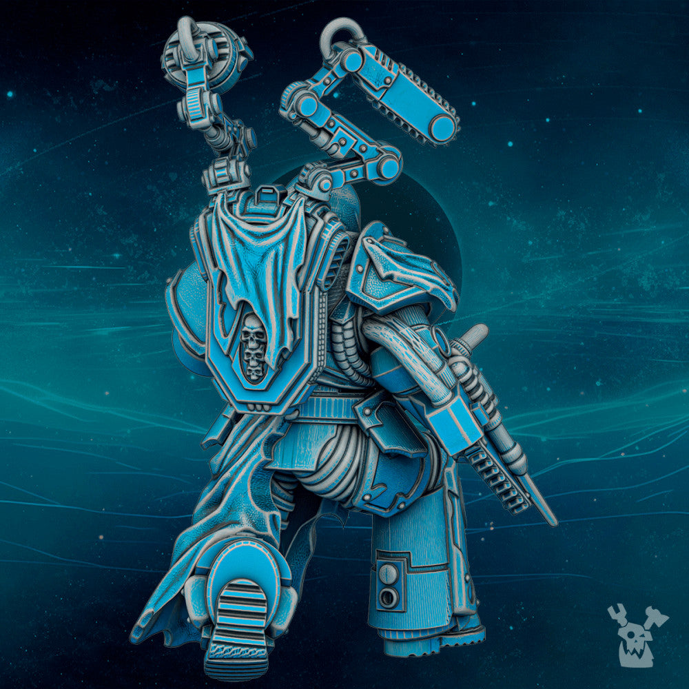 Imperial Army Scylla Cauros Apothecary, Imperial Army proxy miniature, 28mm heroic scale unpainted resin, view 2