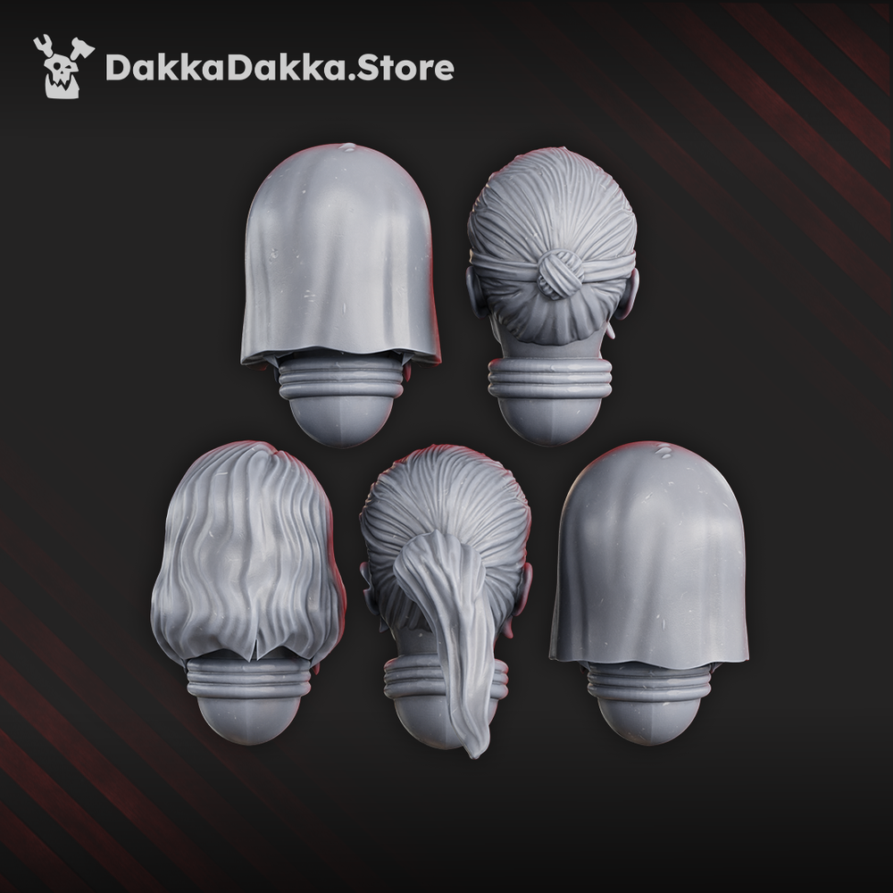 Battle Sisters Poenitentiam Head Bits Set x5 (5 Units), Battle Sisters resin conversion bits, 28mm heroic scale, view 2
