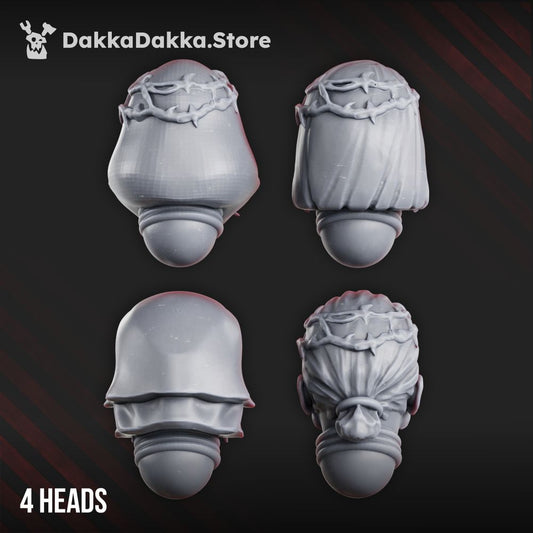 Battle Sisters War Sisters Head Bits Bloody Rose Set x4 (4 Units), Battle Sisters resin conversion bits, 28mm heroic, view 2